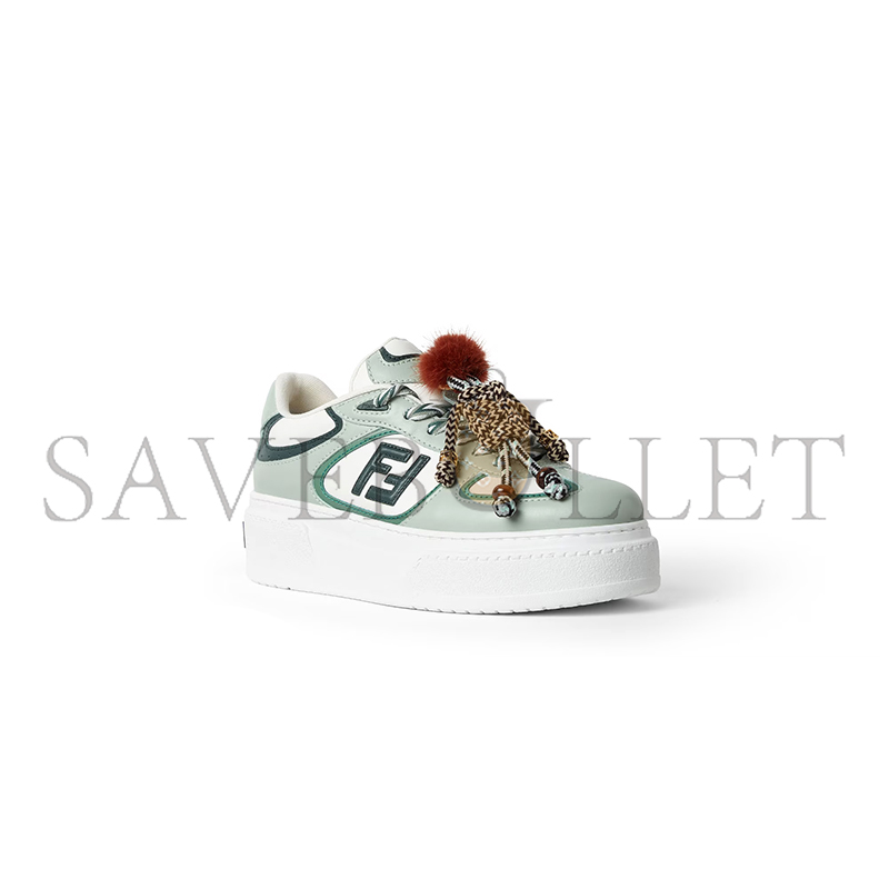 F**di match low top platform shoes in green leather 8e8721ay9nf1to5